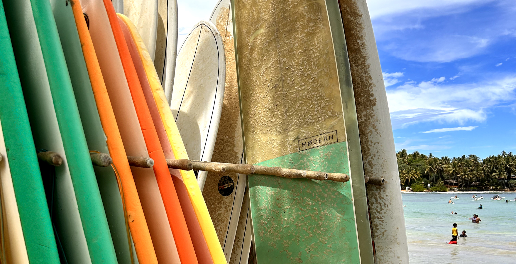 Surfboards at Hiriketiya Beach Bay